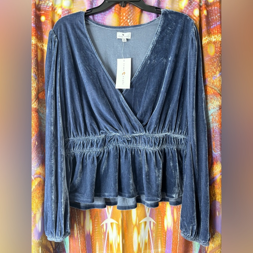 Velvet Wrap Peplum Top ✨ NWT